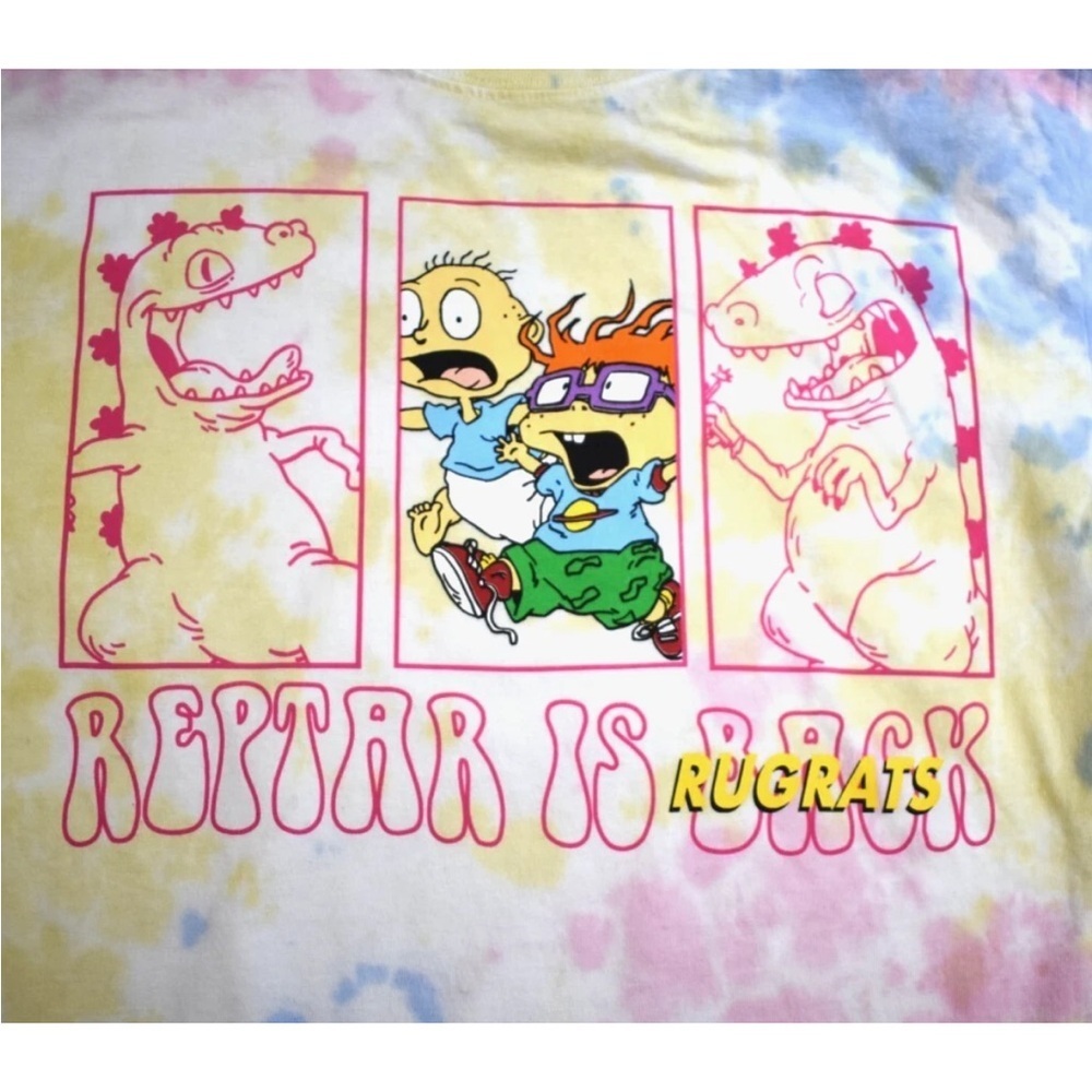 Nickelodeon Juniors Rugrats Reptar Is Back Tie Dye Boyfriend Fit NWOT Large - Picture 2 of 3